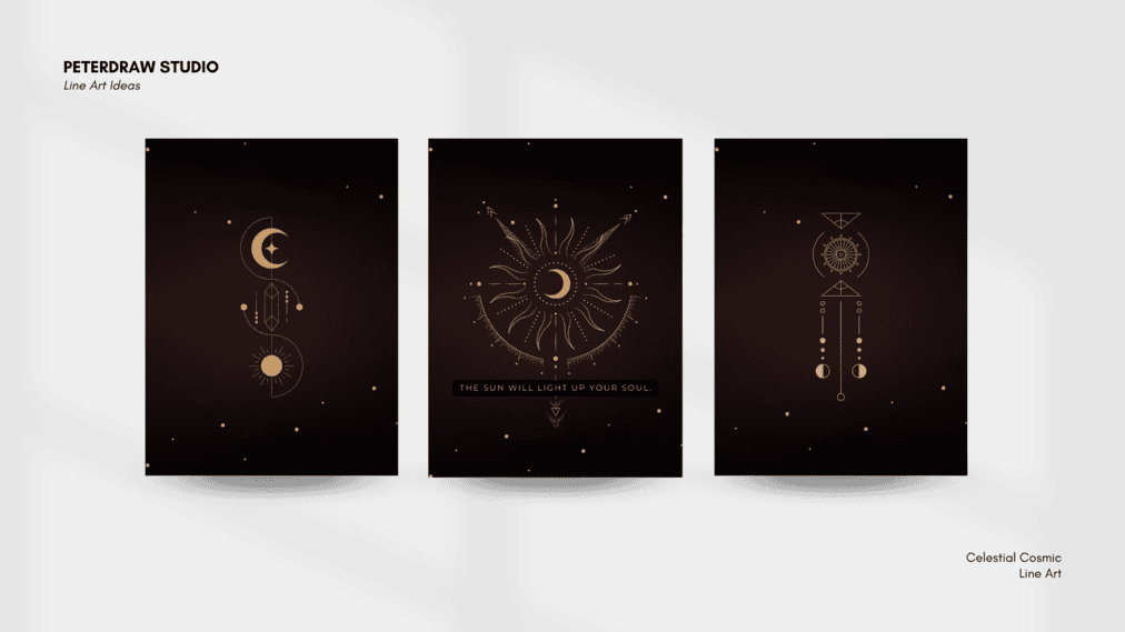 Celestial Cosmic Line Art