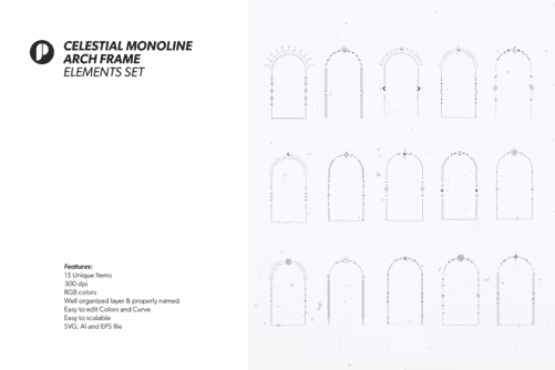 Black Celestial Monoline Arch Frame Elements Set