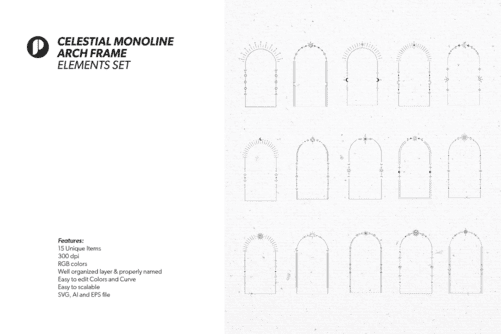 Black Celestial Monoline Arch Frame Elements Set