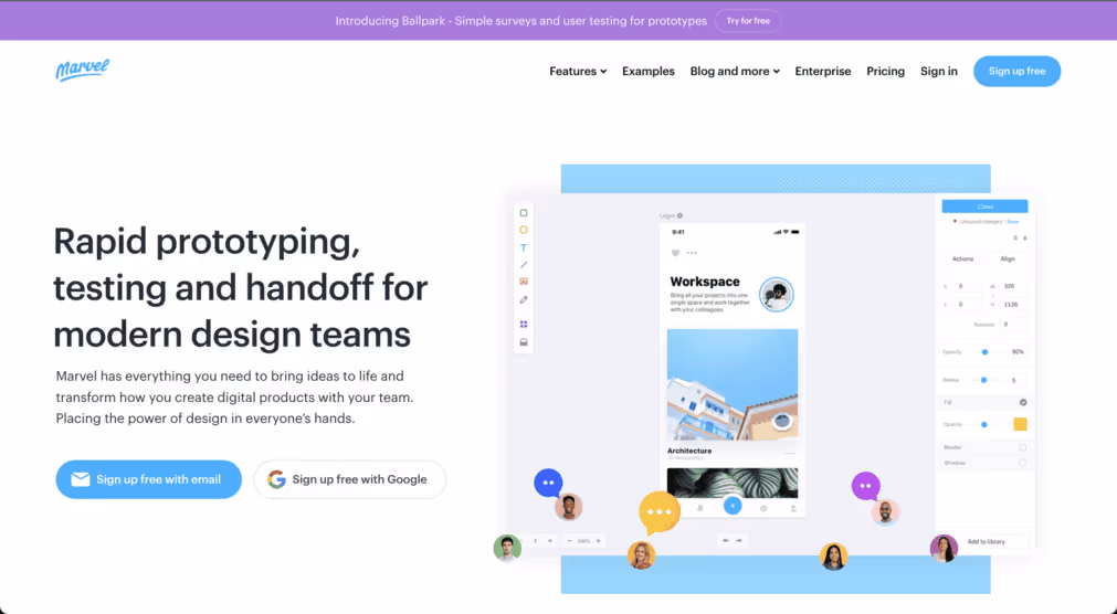 Marvel App, a UI/UX design tool