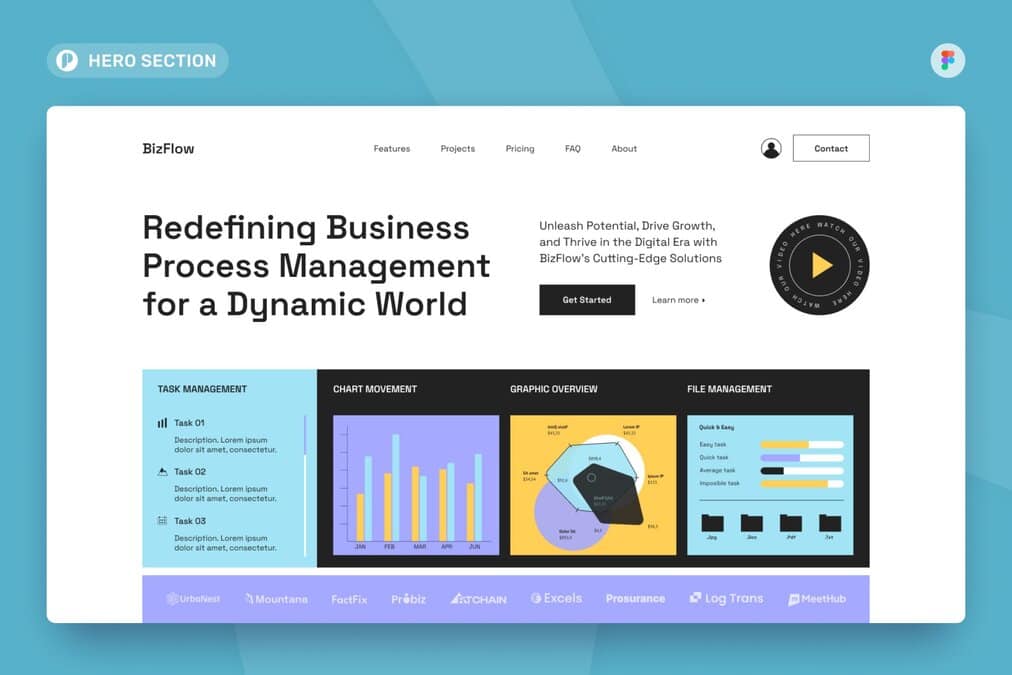 BizFlow - Business Process Management Hero Section (flat design)