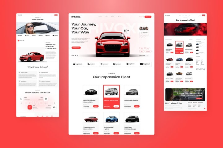 Drivoxe, a clean and modern look for your car rental business website