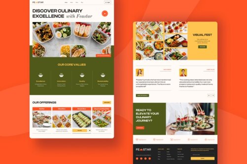 Feastar, a landing page for a catering service