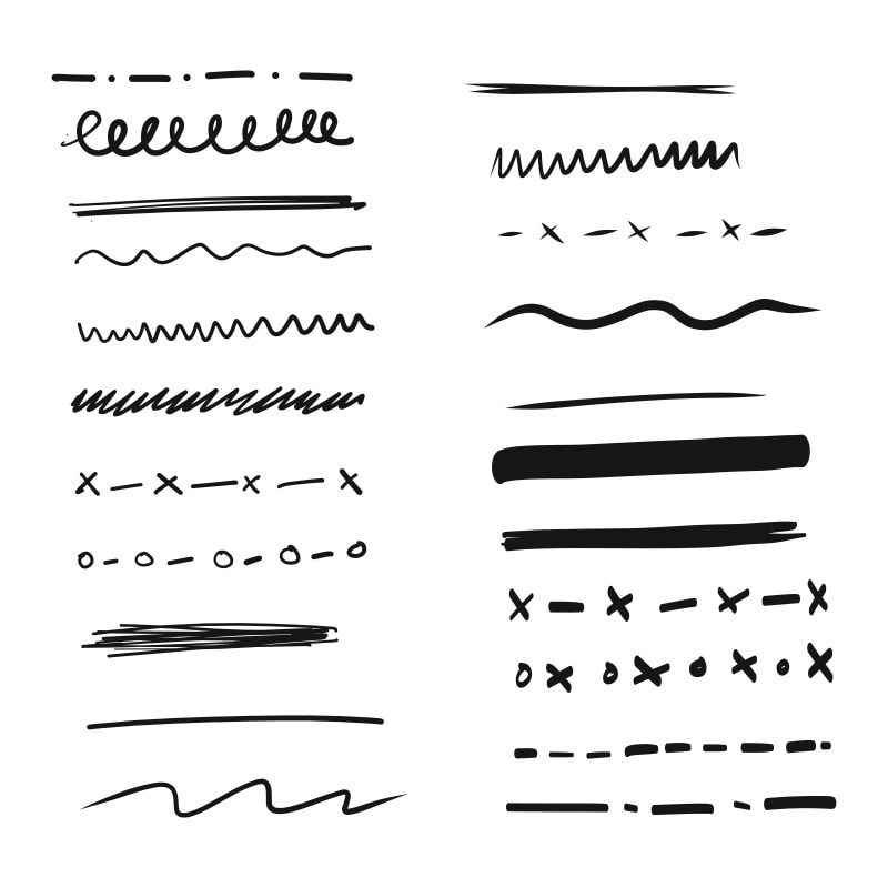 Line elements in graphic design are not always straight lines, their shapes can vary as shown in the image above