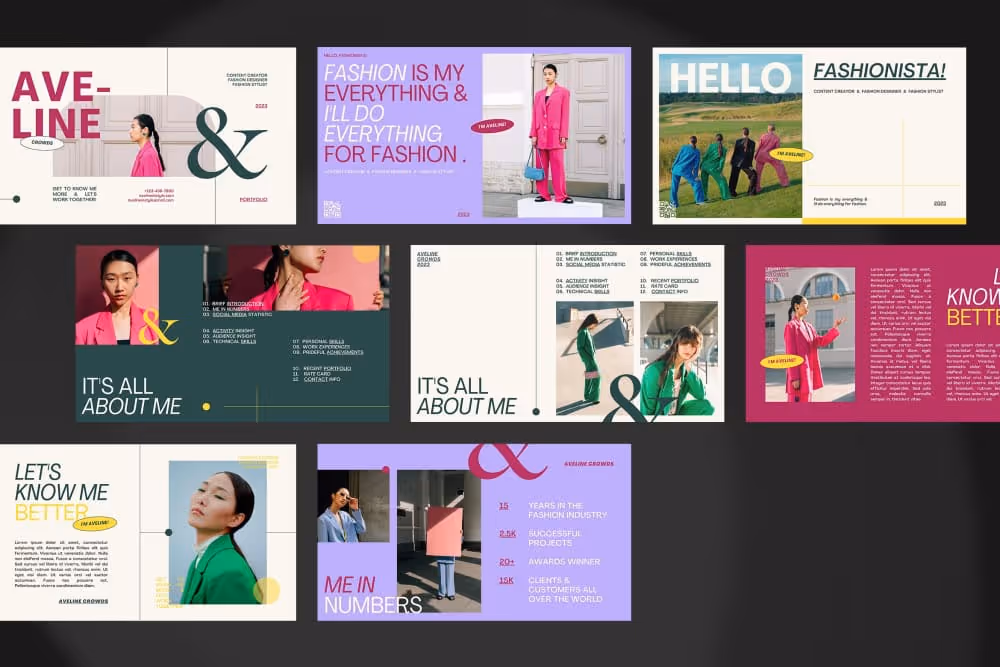 One of the presentation template designs that meets all the maximalist design style characteristics