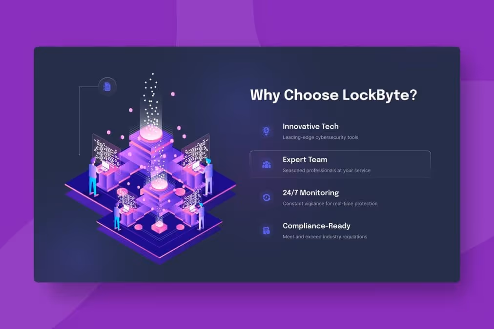 LockByte has multiple isometric illustration is some sections, including in the Why Choose Us section