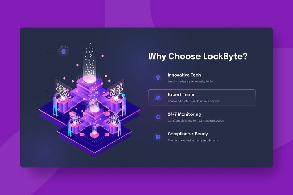 LockByte has multiple isometric illustration is some sections, including in the Why Choose Us section