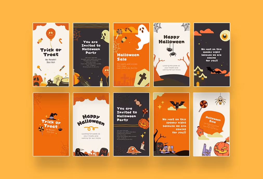 Halloween Campaign, from congratulatory to sale promo