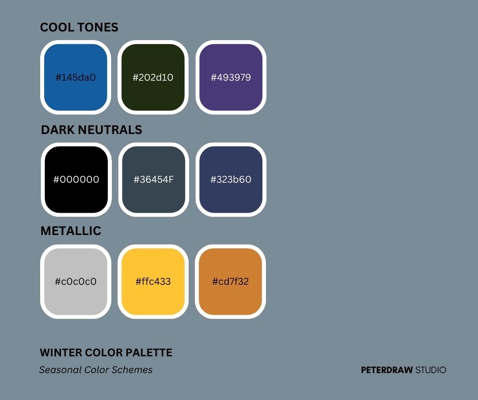 Winter Color Palette - Cool, Dark Neutrals & Metallics