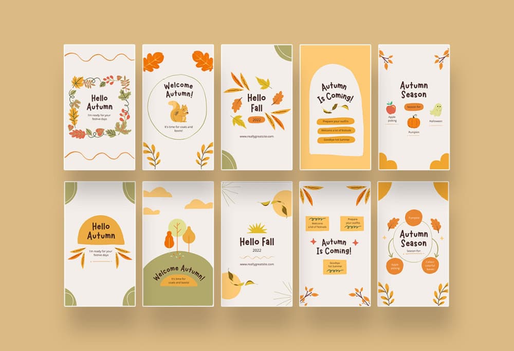 An application of autumn color palette on social media templates