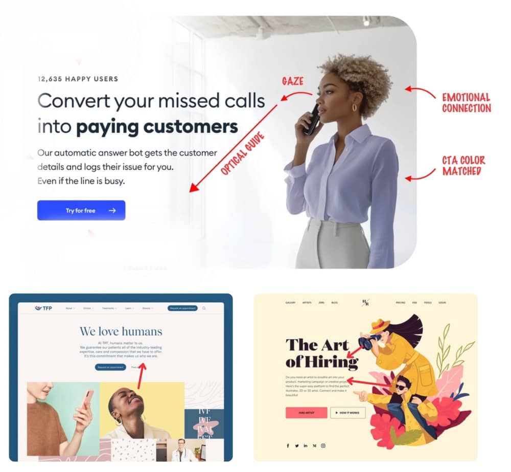 Contextual visual elements that make the website more related to users