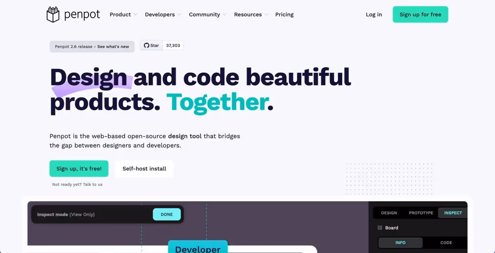 Penpot is one of recommended no-code tools for UI/UX design that relatively new