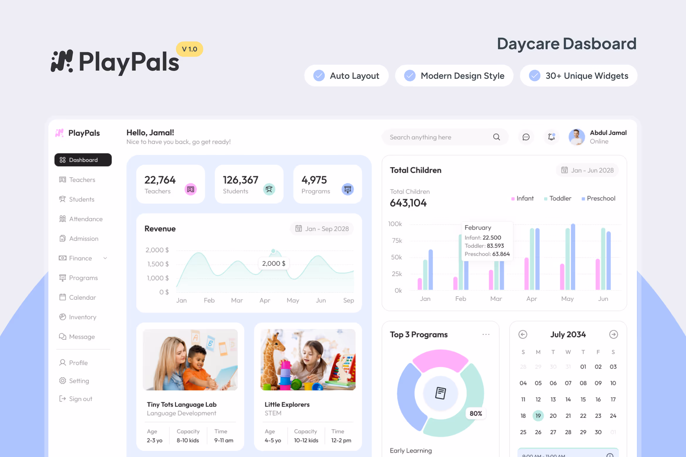 PlayPals – Daycare Dashboard Figma Template