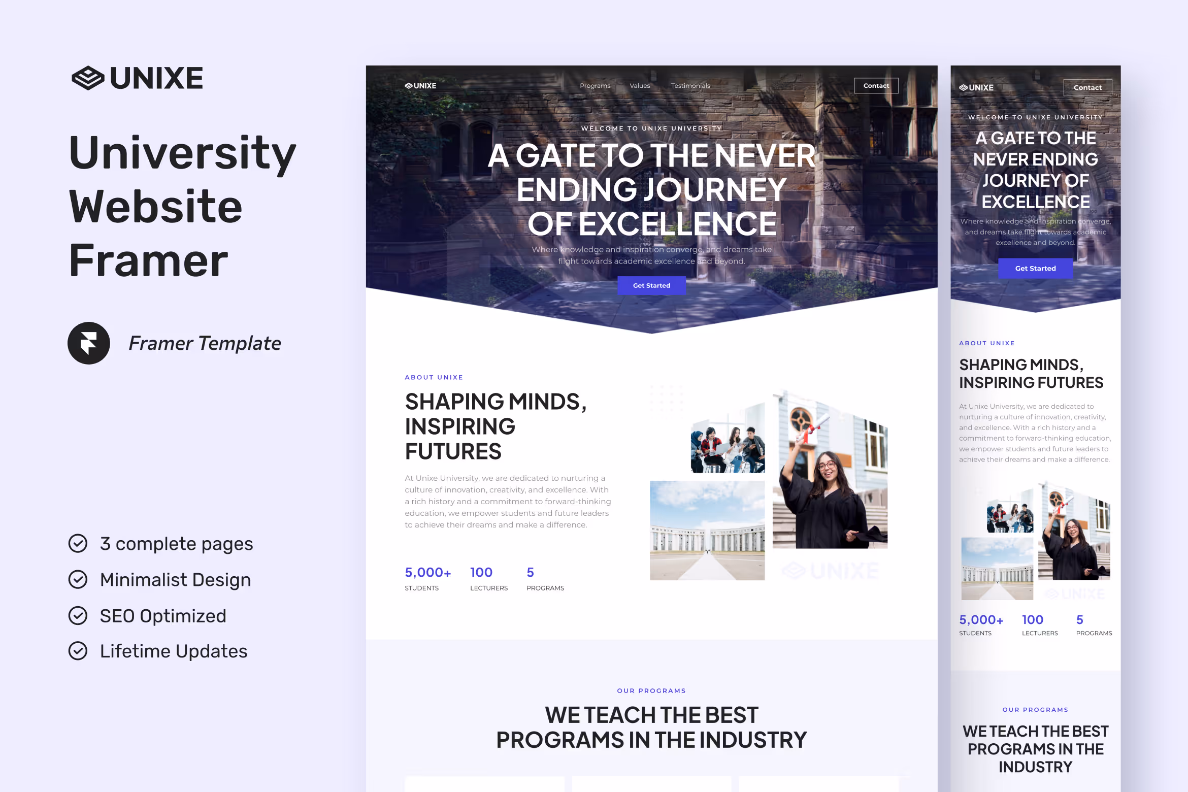 Unixe – University Website Framer Template