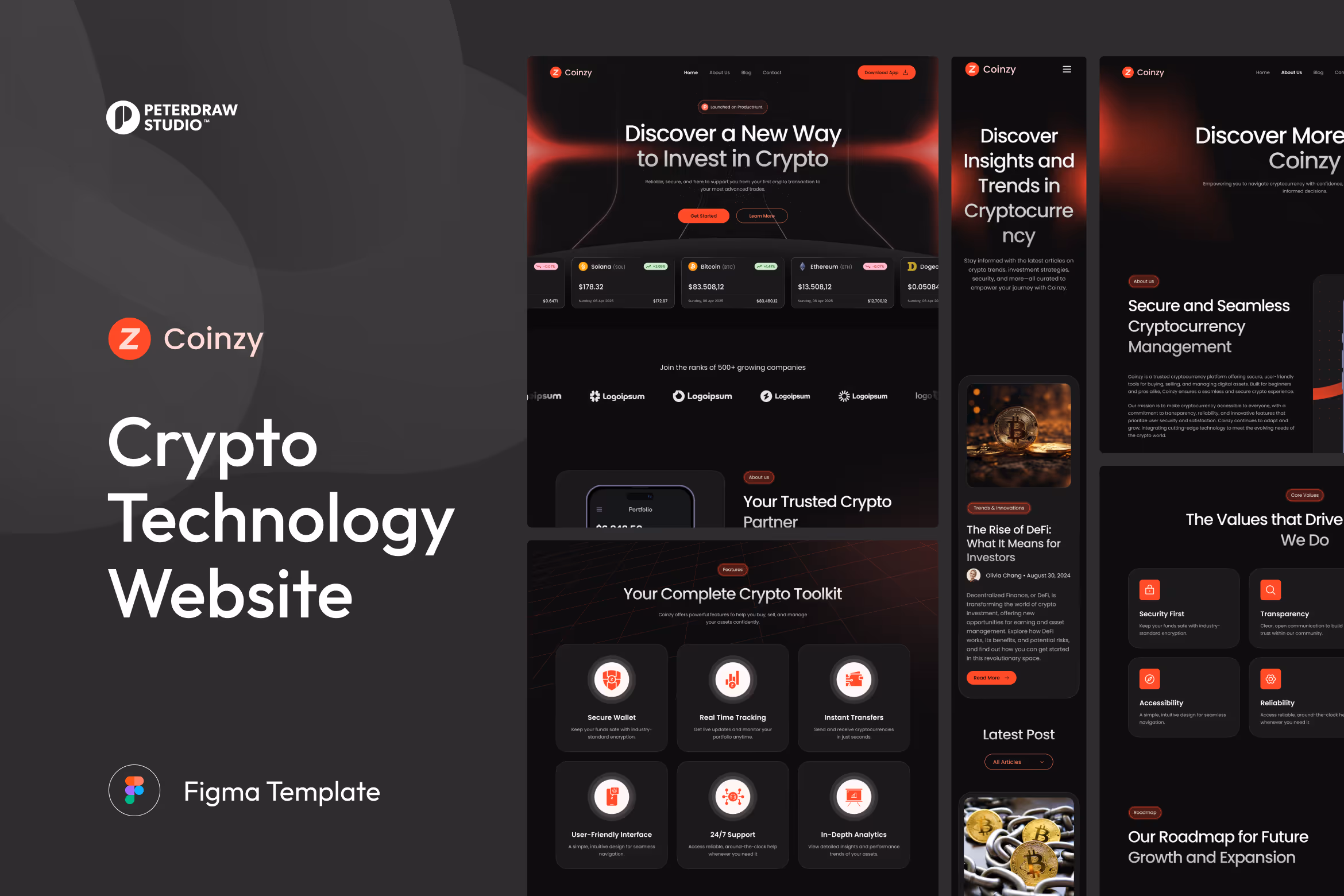 Coinzy – Cryptocurrency Technology Website UI 