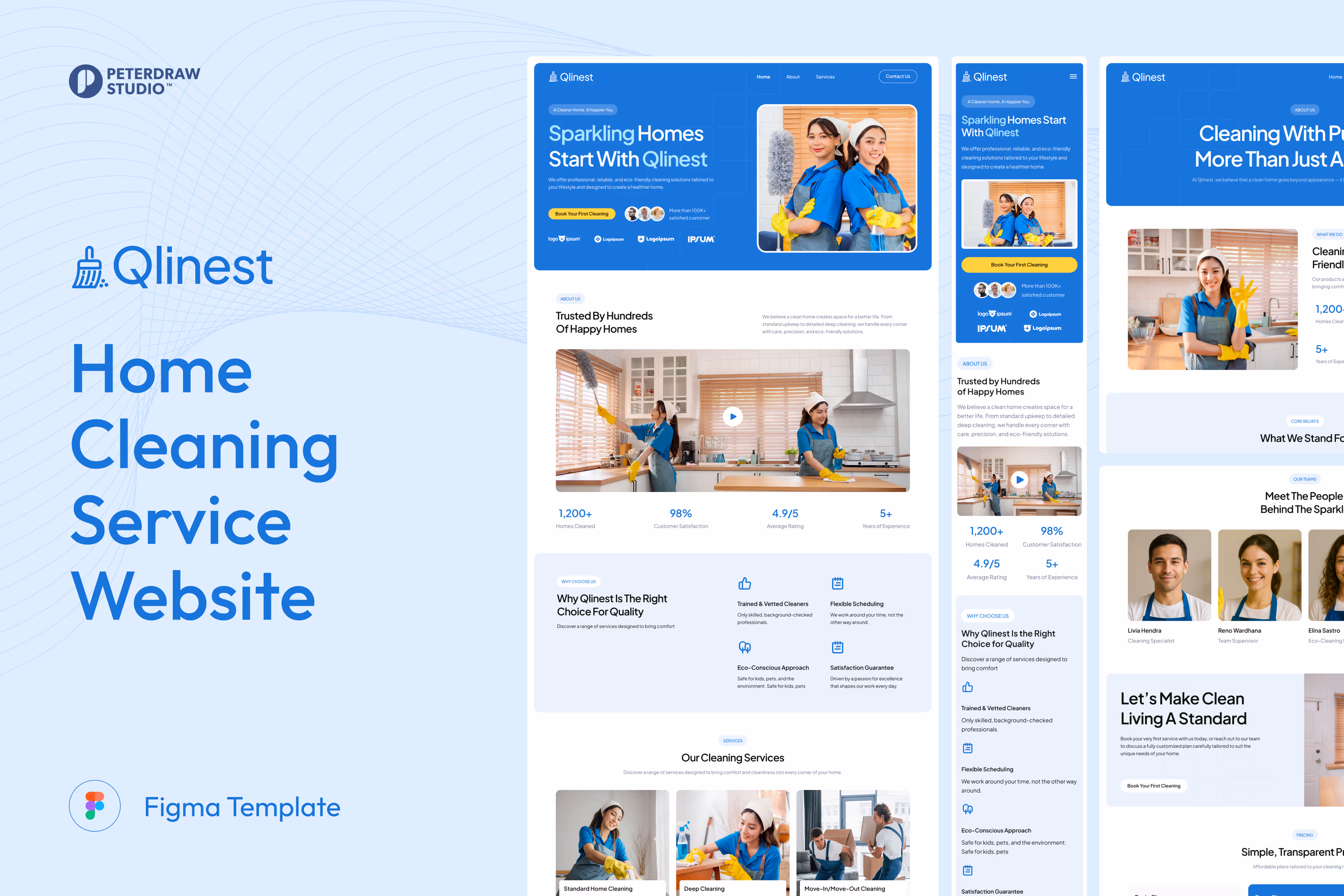 Qlinest – Home Cleaning Service Website UI