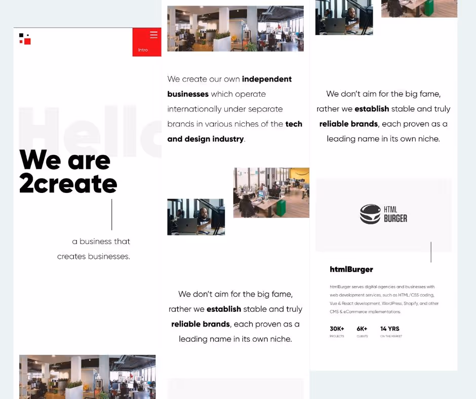 2create applied minimalist layout, with abundant white space for the concept of plat design on website