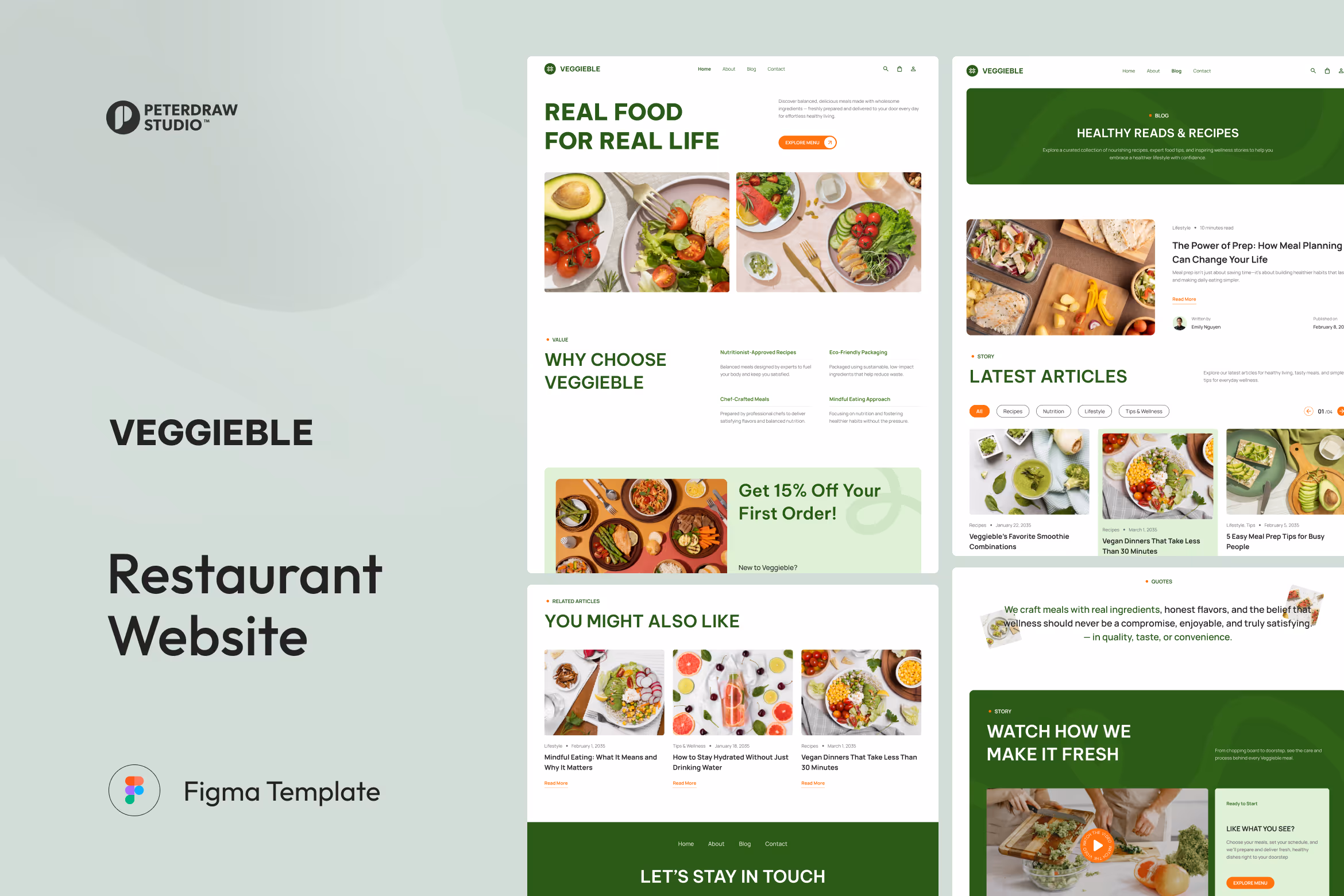 Veggieble – Healthy Food Catering Website UI Figma Template