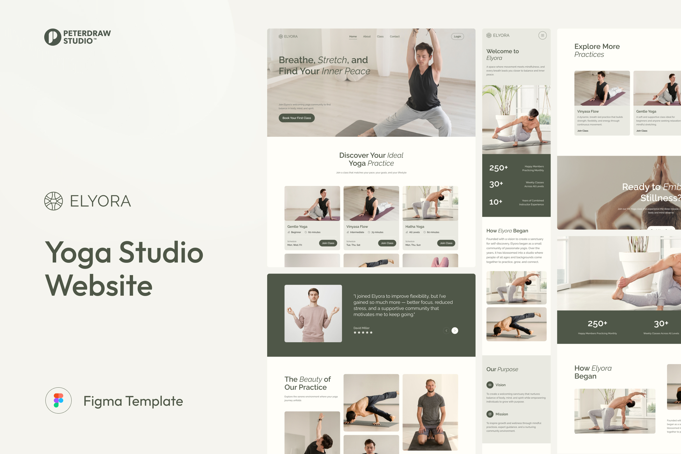 Elyora – Yoga Studio Website UI Figma Template