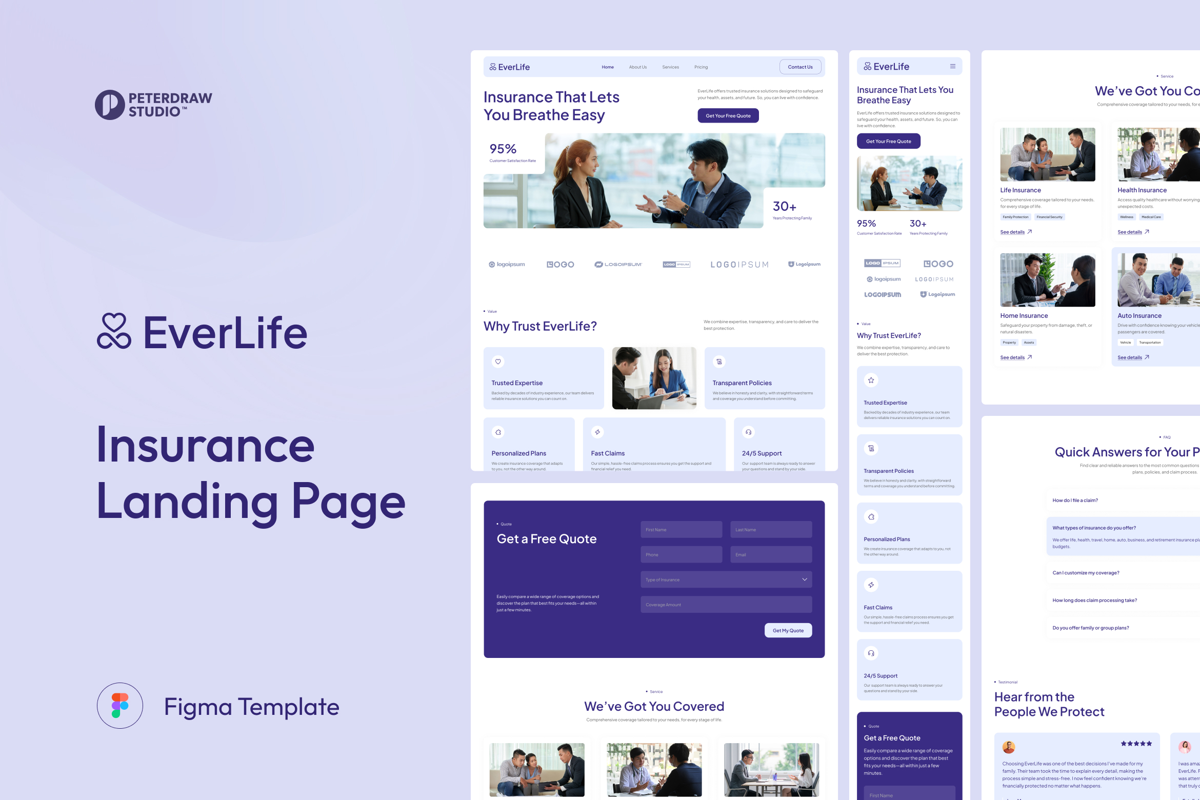 EverLife - Insurance Landing Page Figma Template