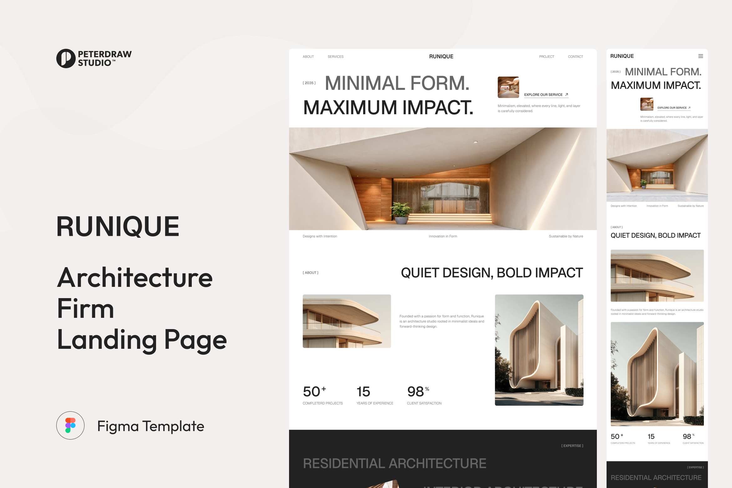 Runique - Architecture Firm Landing Page Figma Template