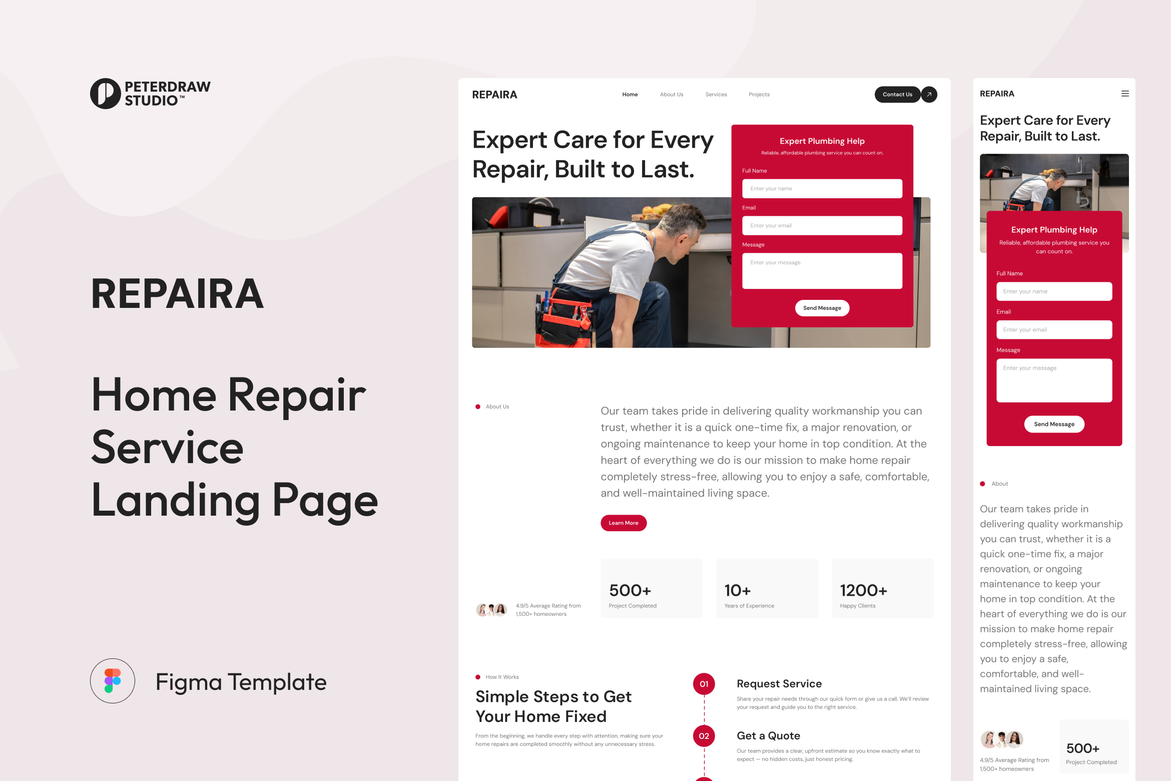 Repaira – Home Repair Service Landing Page Figma Template