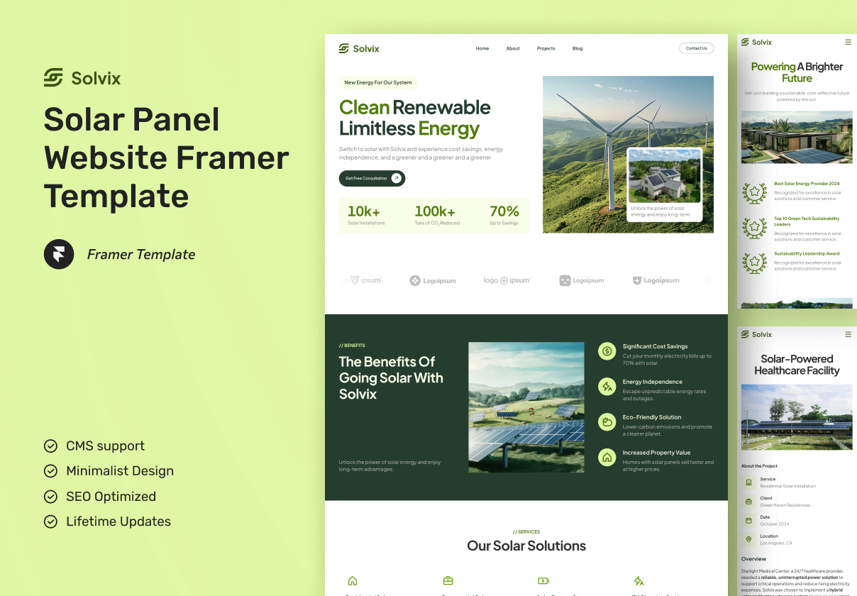 Solvix – Solar Panel Technology Website Framer Template