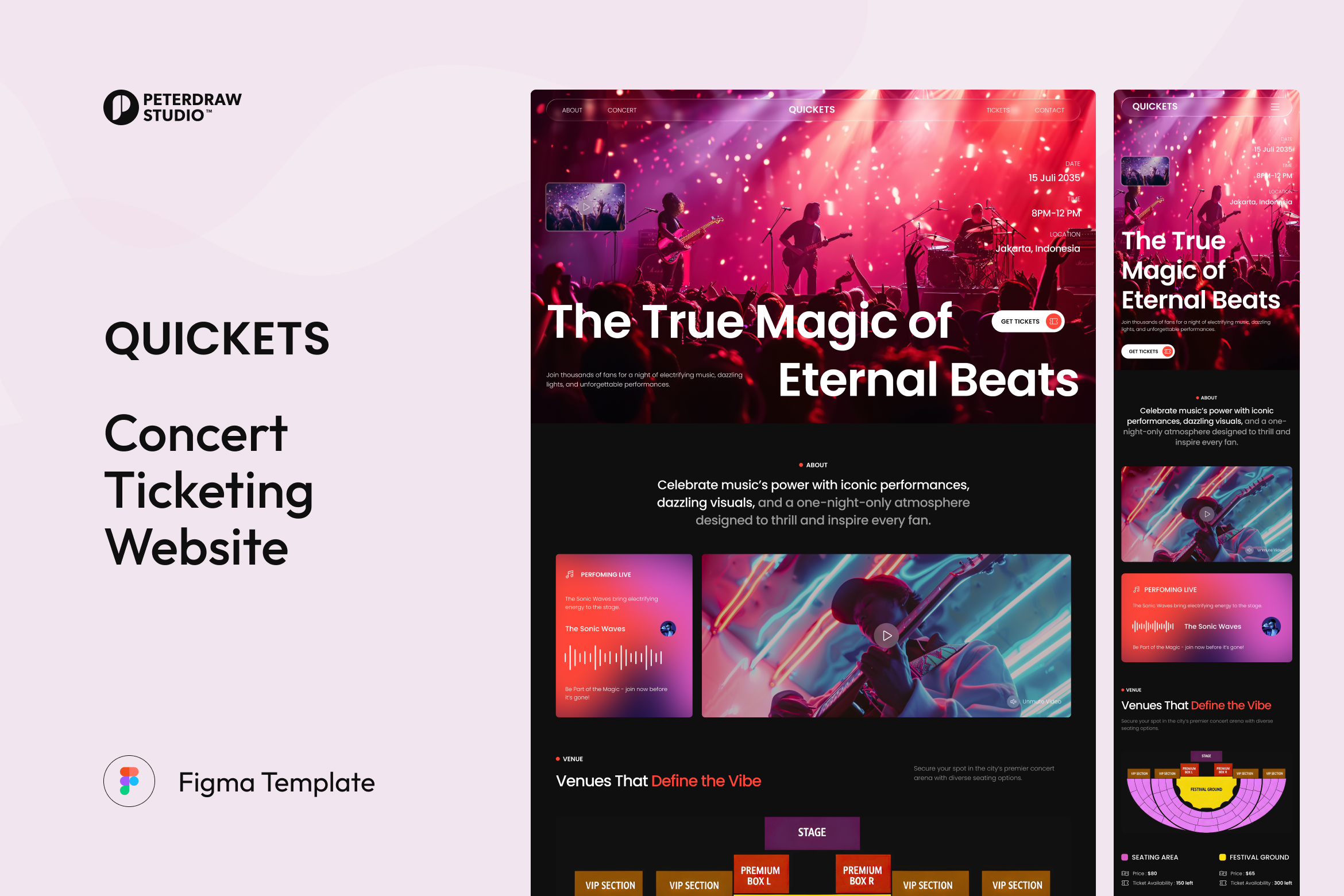 Quickets – Concert Ticketing Website UI Figma Template