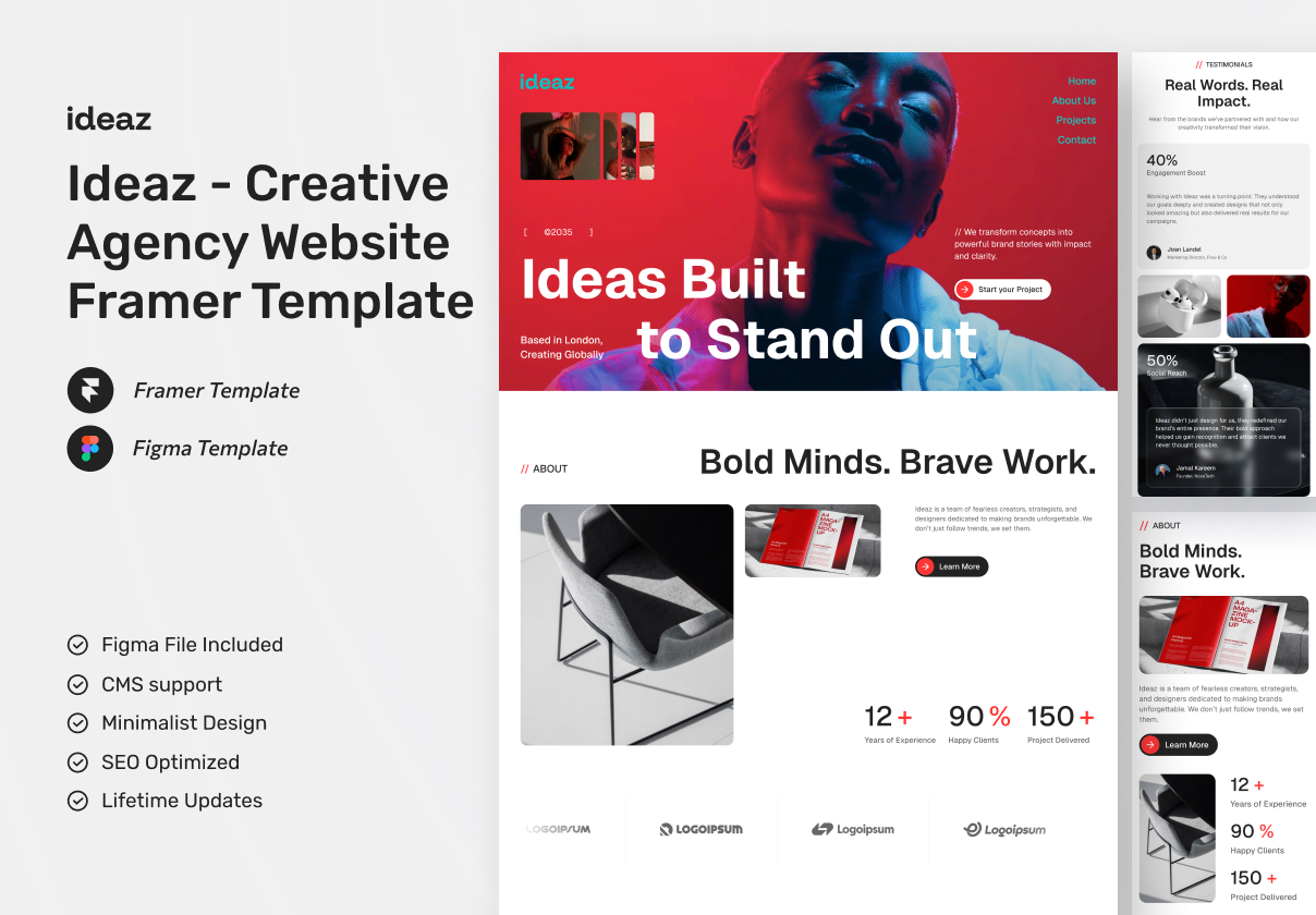 Ideaz – Creative Agency Website Framer Template