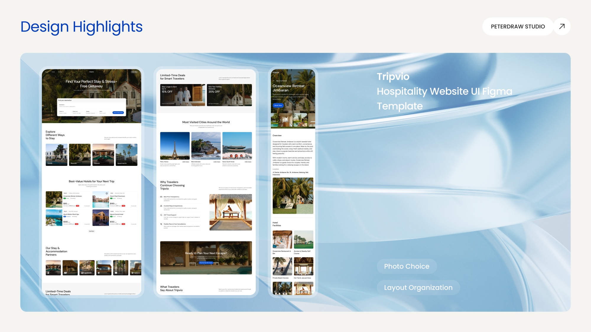Layout organization is a key in a website full of image, and Tripvio just nailed it