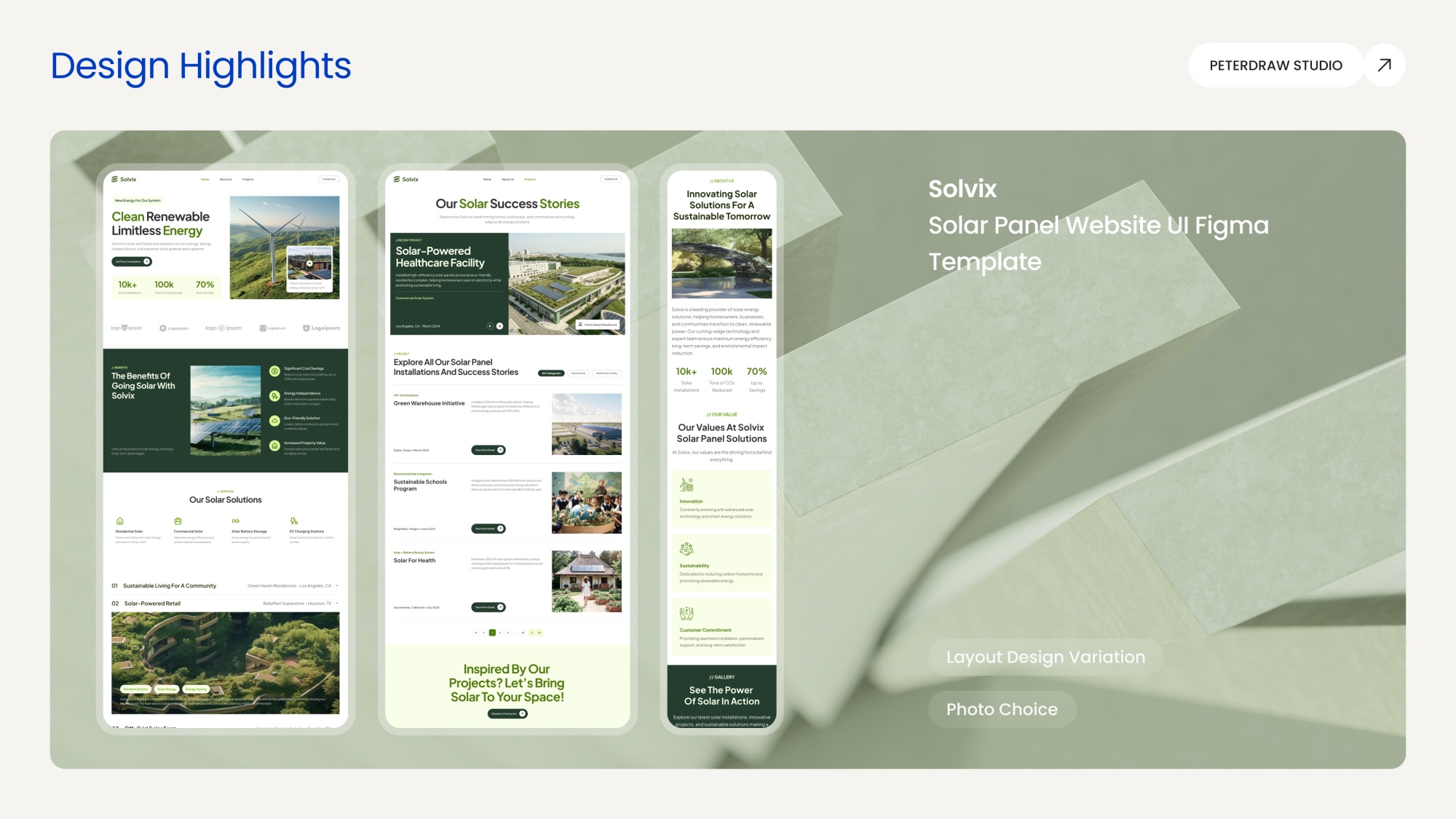 A modern and organized website template that goes well with sustainability concept, also available in Framer