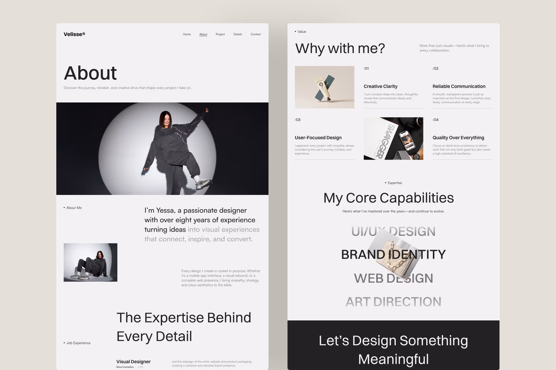 A clean, editorial-style portfolio UI kit with calm typography, generous whitespace, and refined grids that help images and text feel balanced and harmonious.