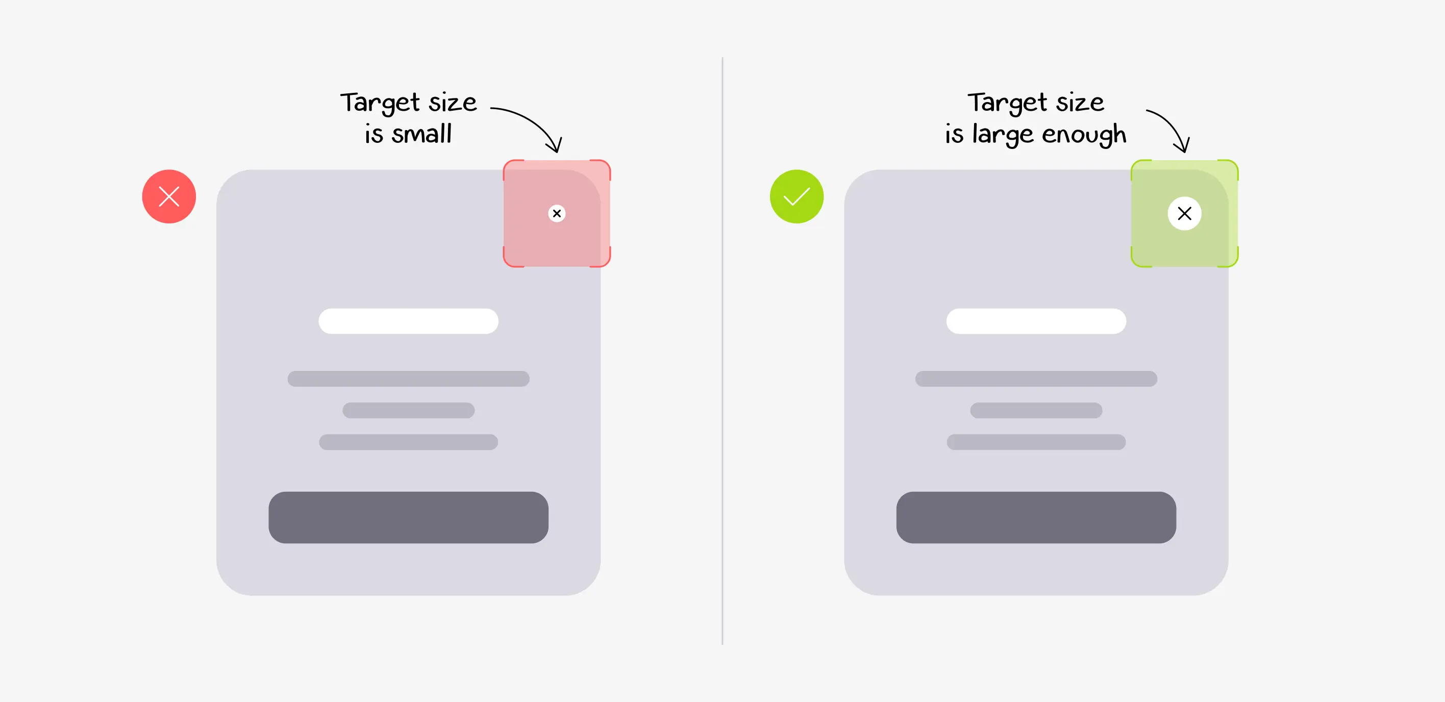 The frustating small touch target that should be adjusted to touchable size