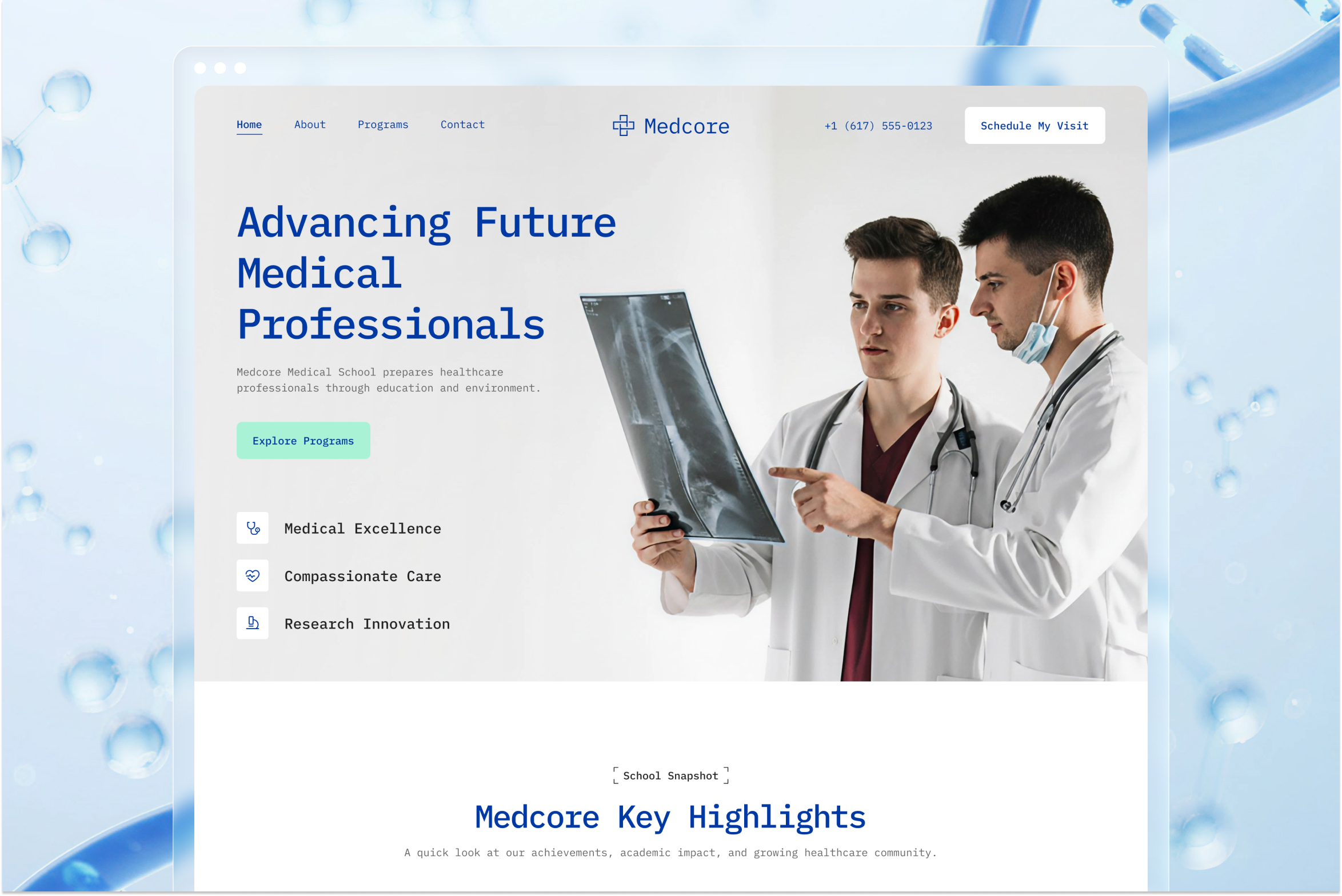 Medcore – Medical School Website UI Figma Template
