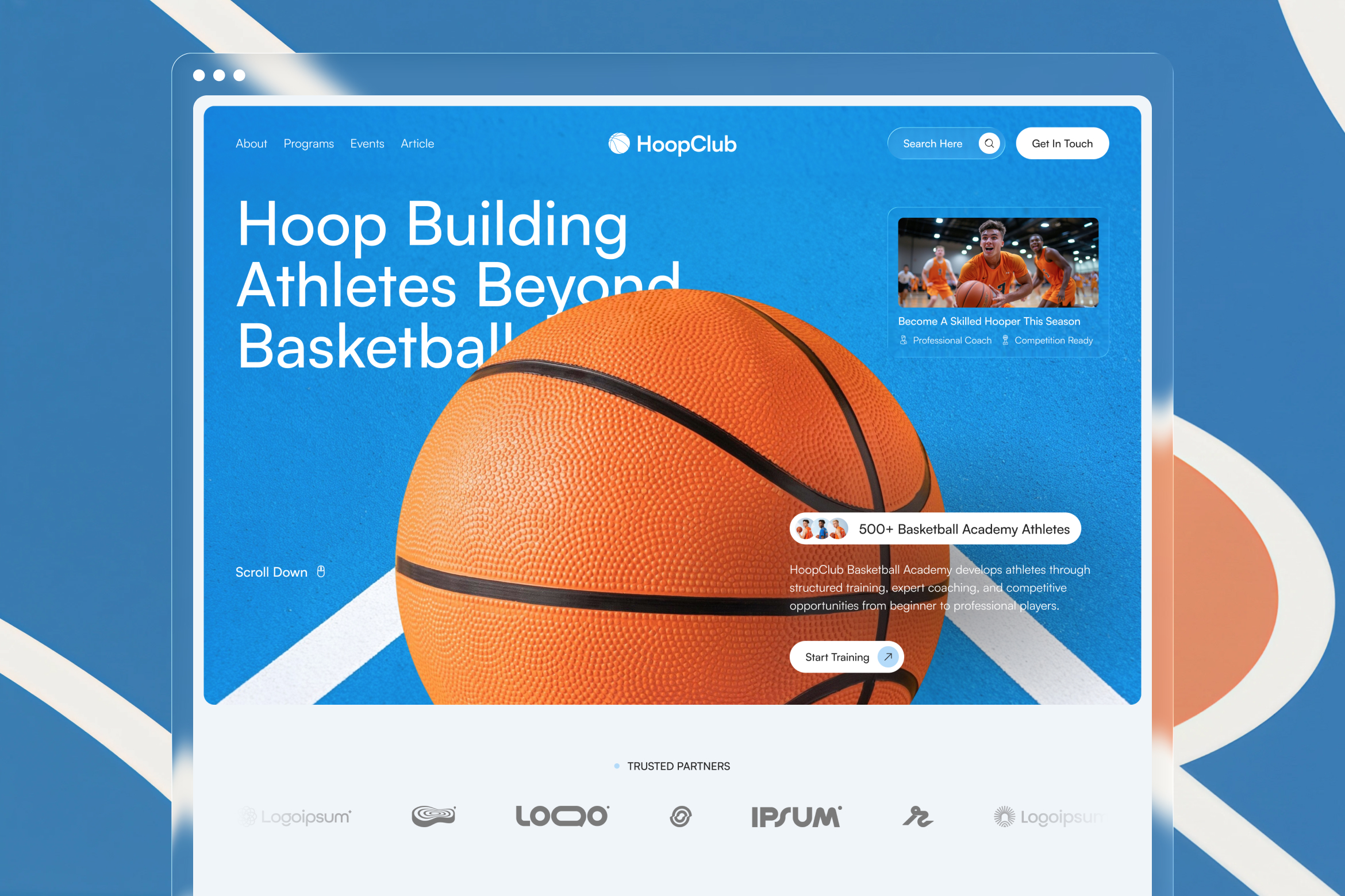 HoopClub – Basketball Academy Website UI Figma Template