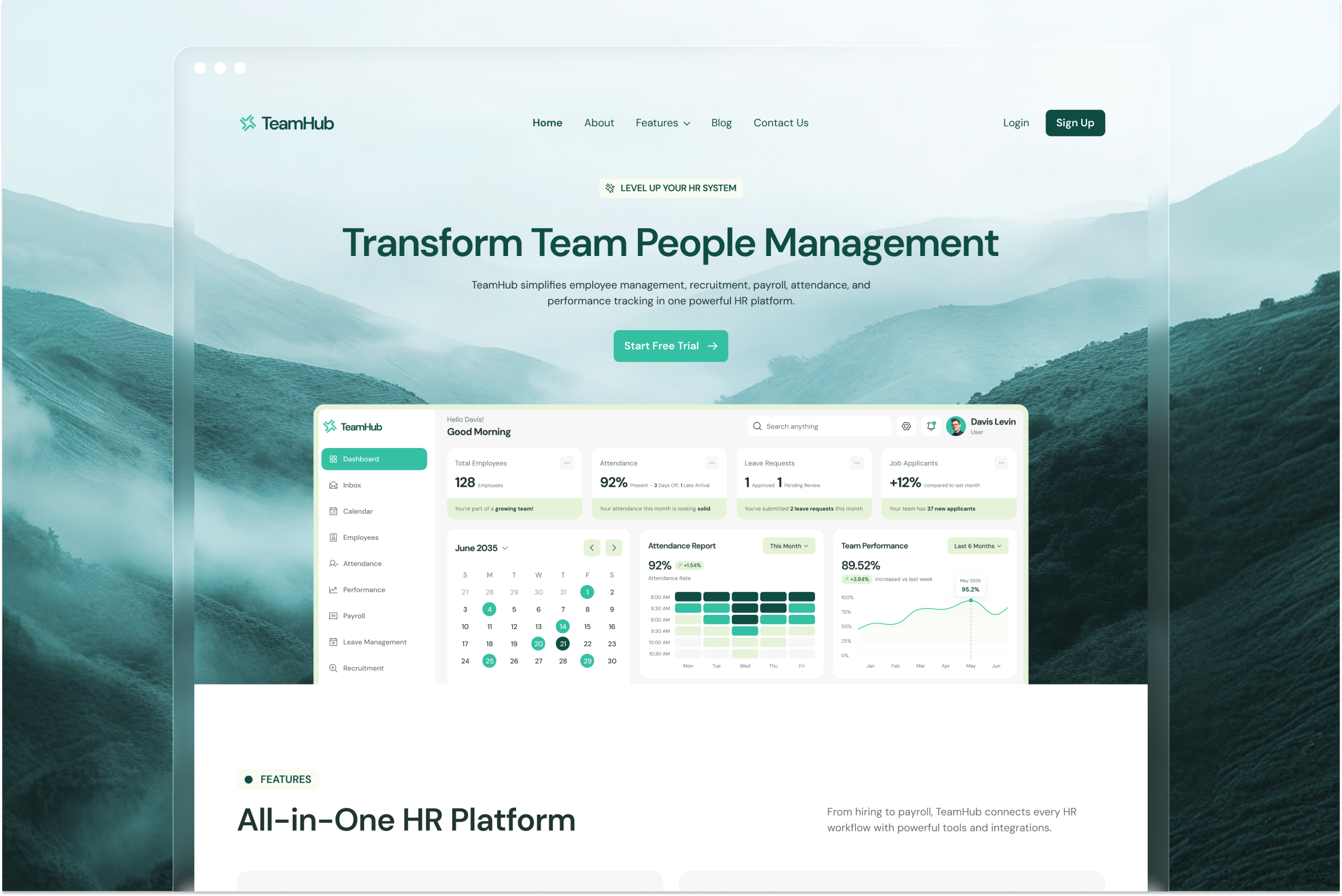 TeamHub - HR Management SaaS Website UI Figma Template