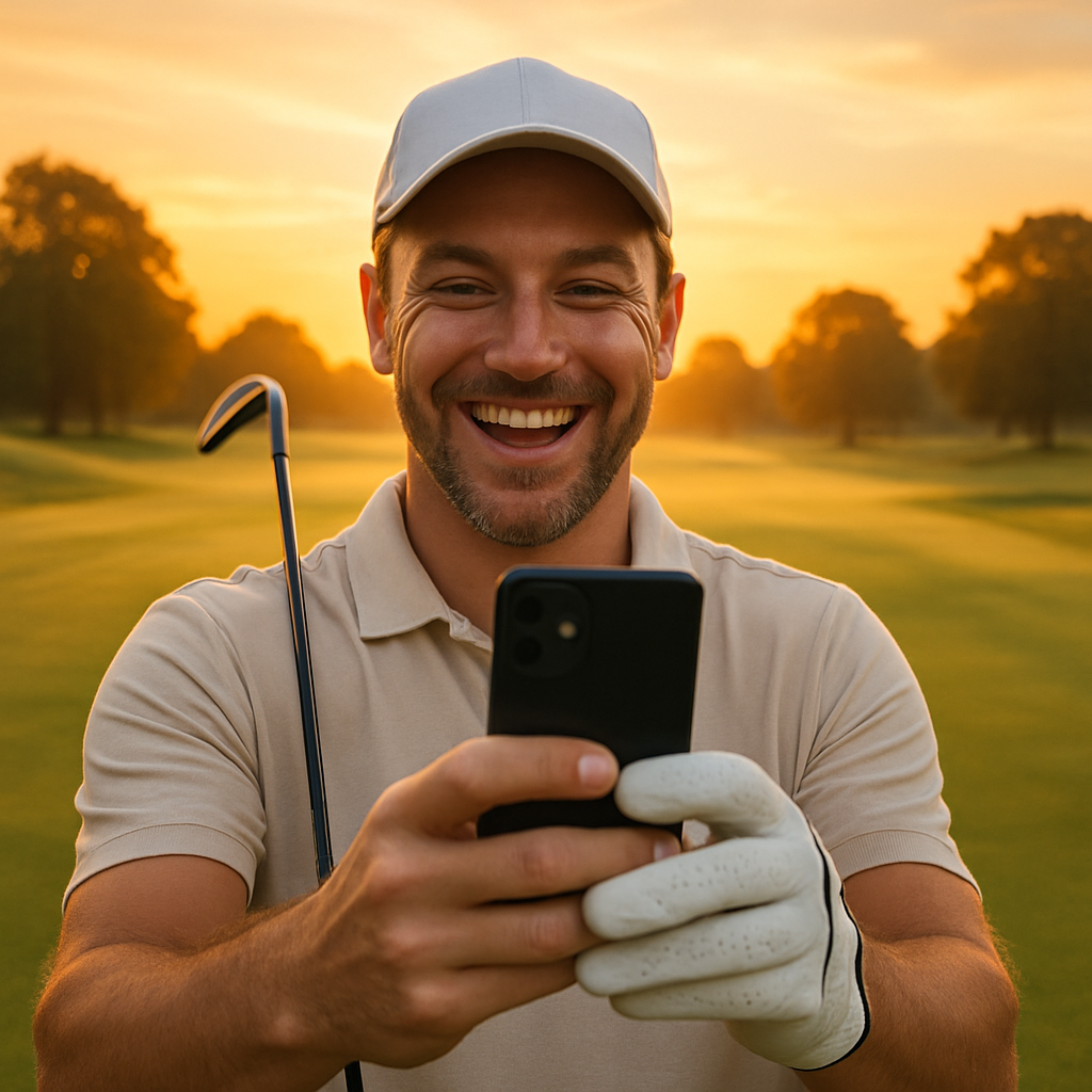 Golfer on phone