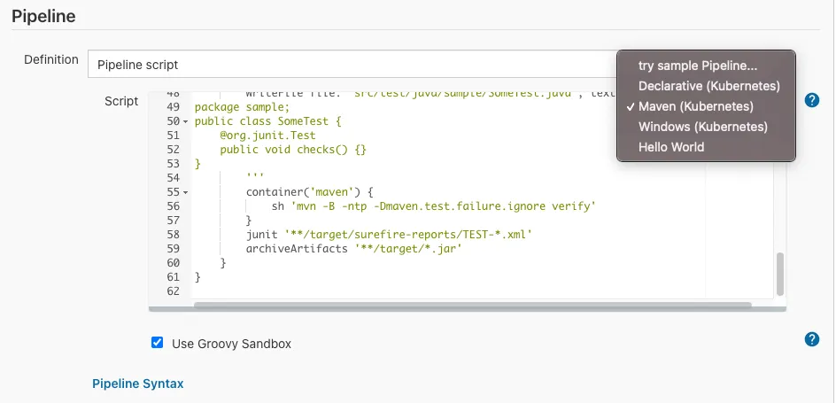 Sample Maven Build Pipeline スクリプト