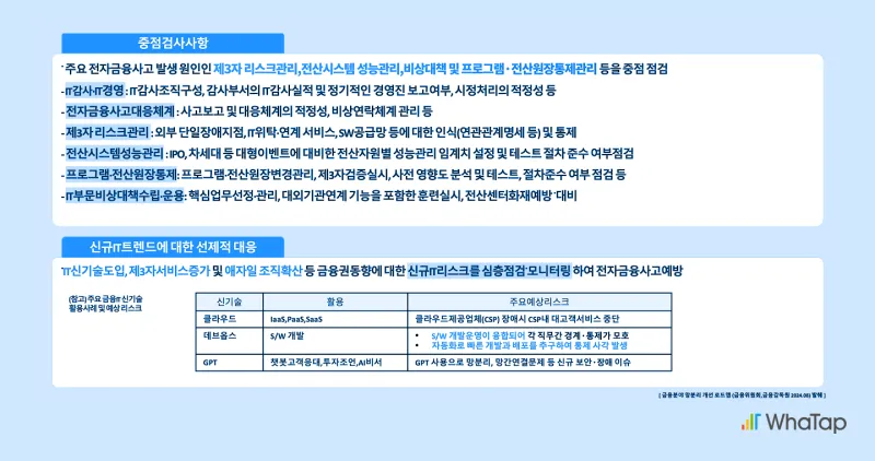 IT 부문 중점 검사 항목과 신기술 확산에 대비한 대응 항목