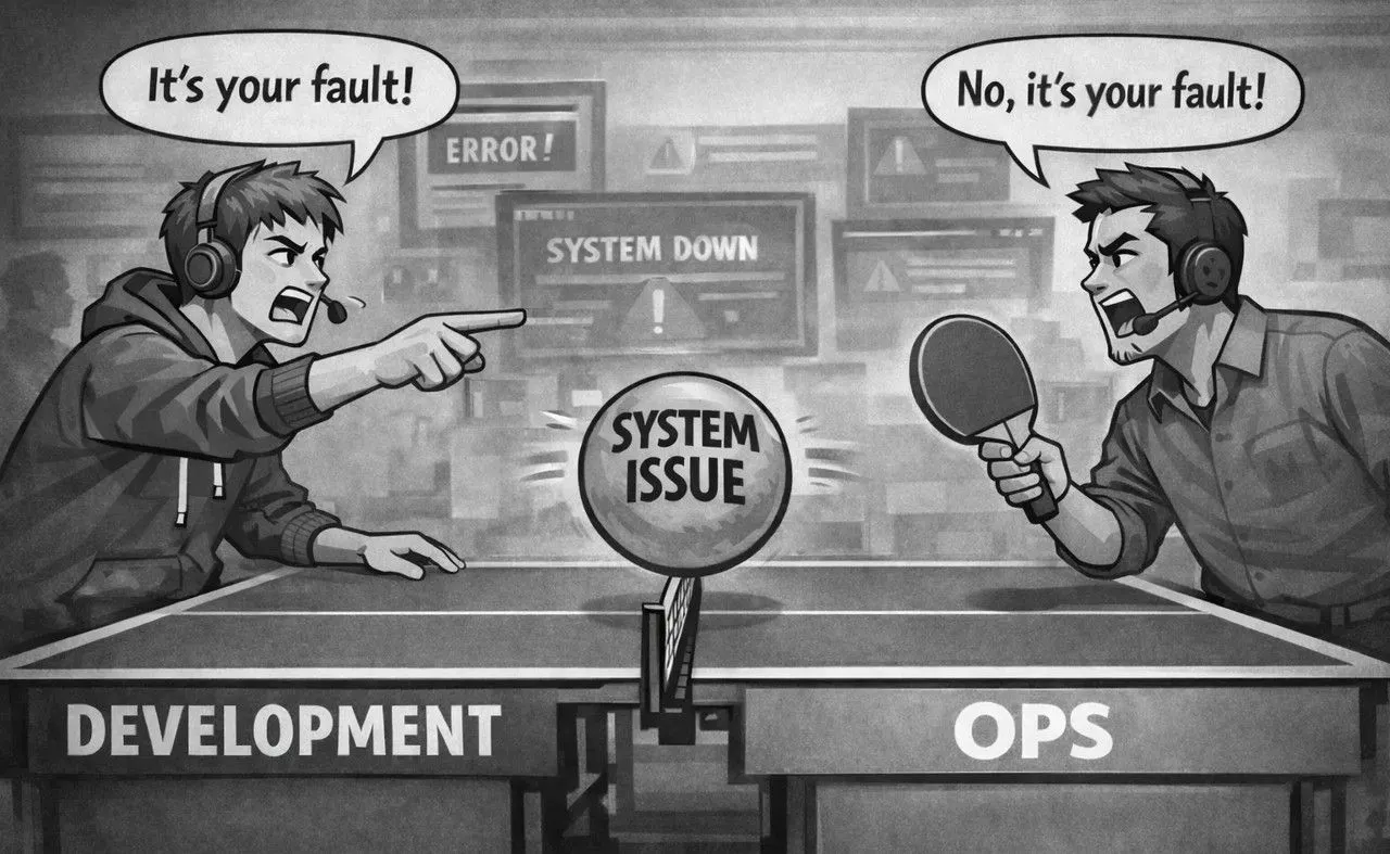 GPT로 표현한 개발팀 운영팀 간의 책임 공방을 따지는 모습