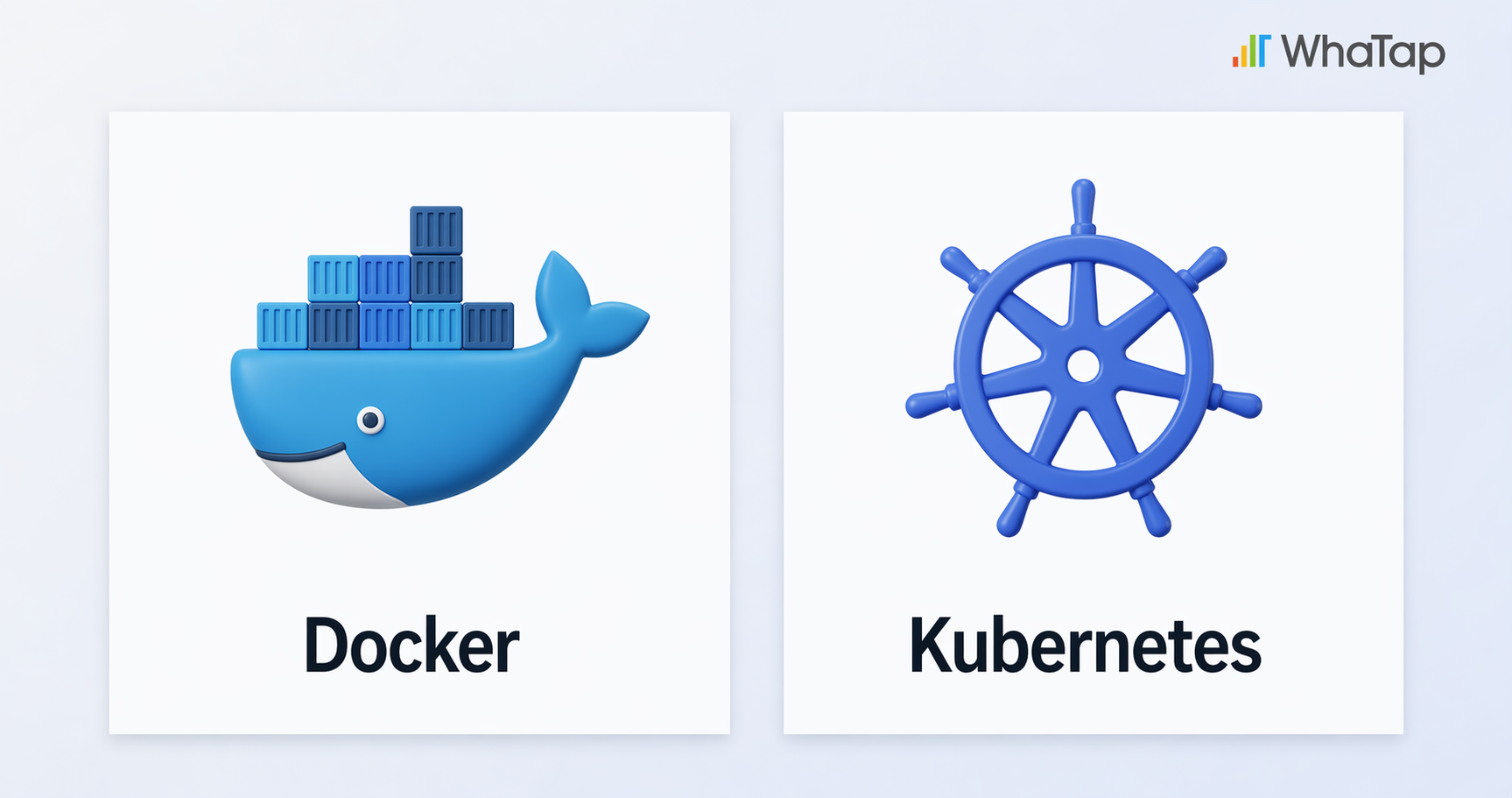 A helm (steering wheel) and whale icon symbolizing Kubernetes and Docker, the container technology