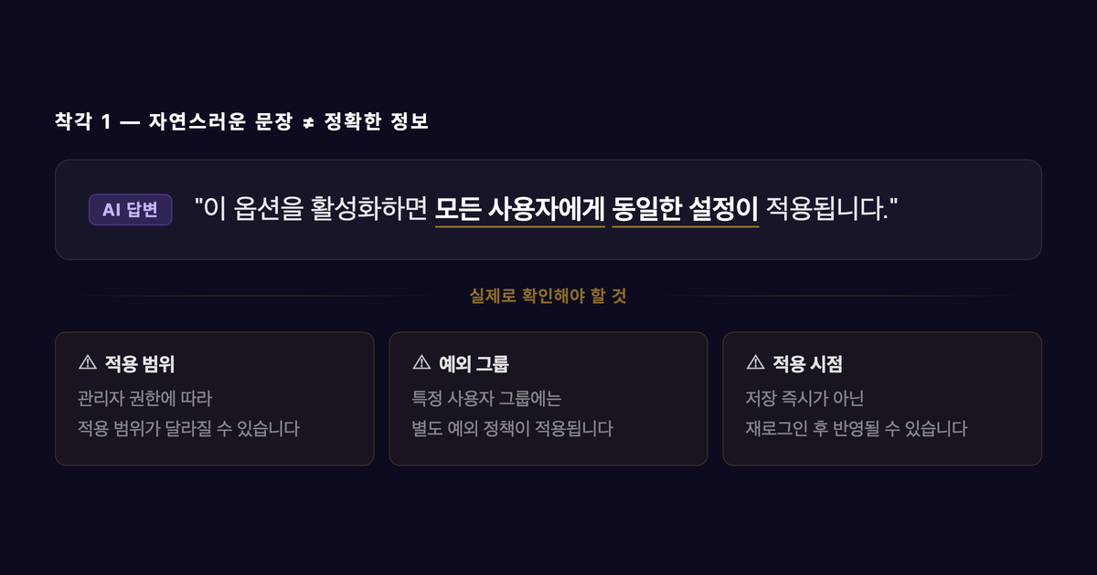 자연스러운 AI 답변과 실제 확인해야 할 조건 3가지 비교