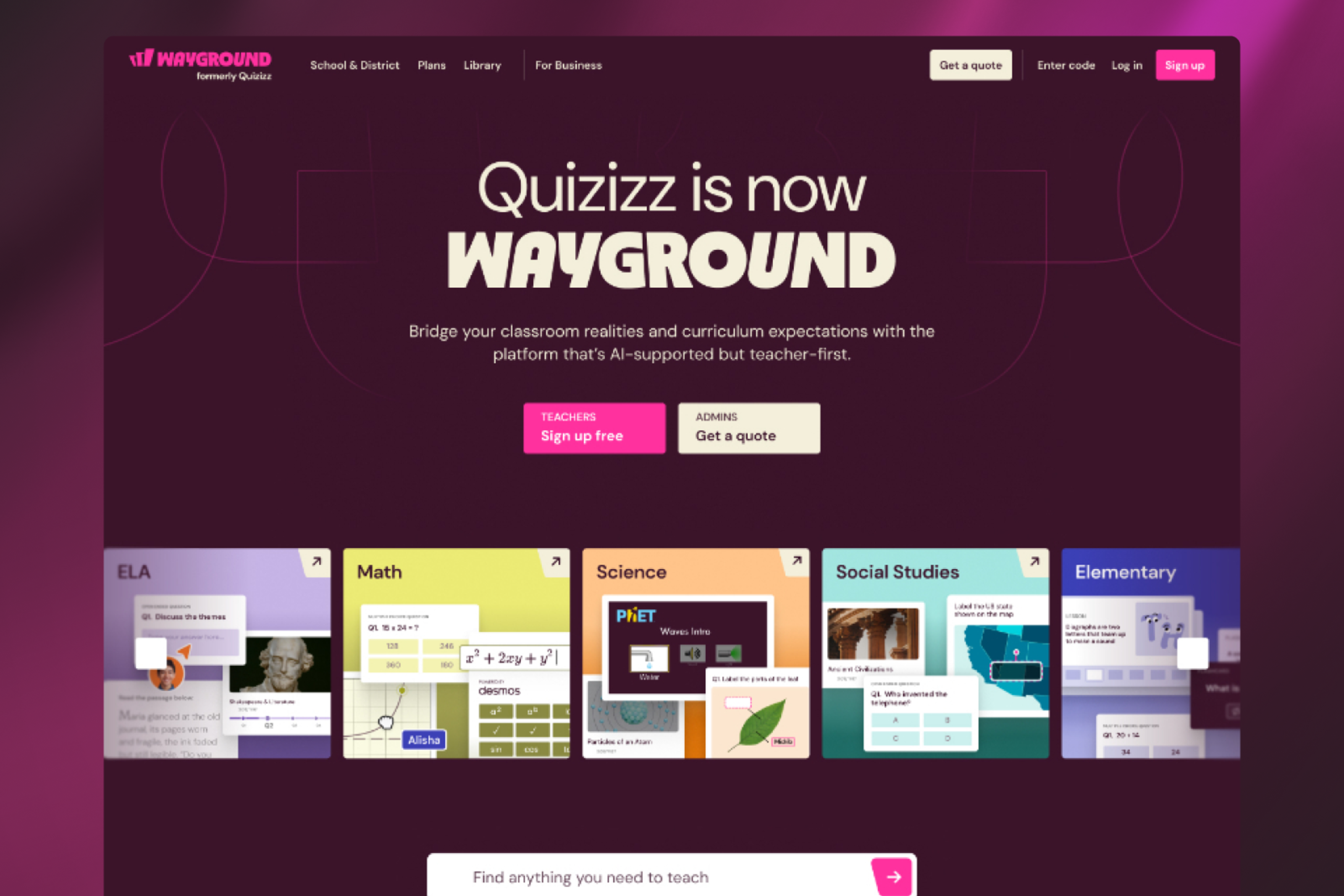 Wayground's Website thumbnail