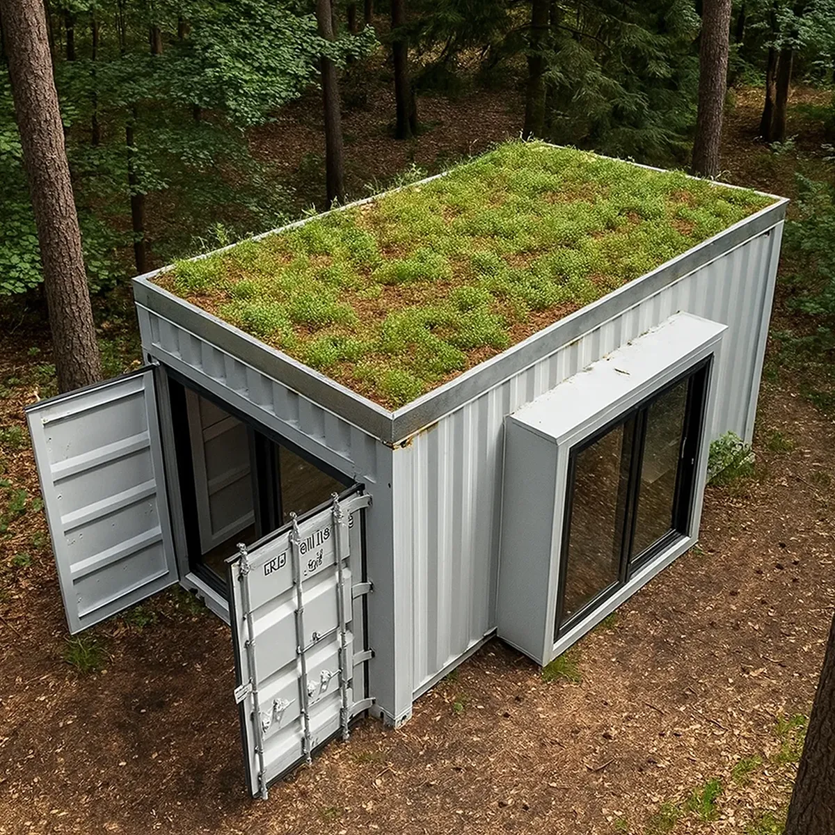 Container Tiny House mit Dachbegrünung