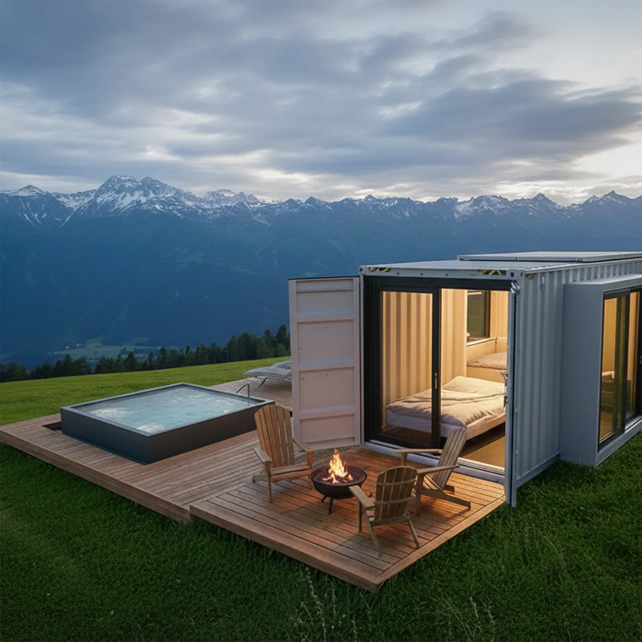 Container Tiny House in den Alpen mit Jacuzzi