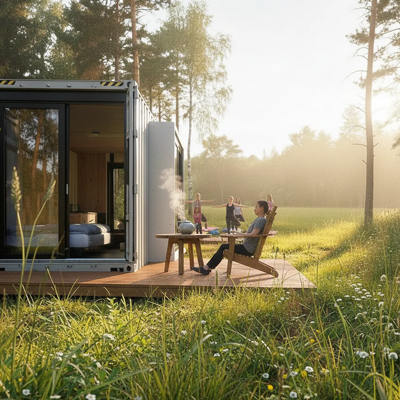 Seecontainer Abladung durch LKW mit Kranarm