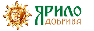 Logo with a stylized sun featuring a half human face and Cyrillic text in green and brown.