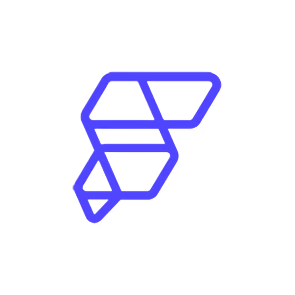 Abstract geometric logo composed of interconnected blue lines forming angular shapes.