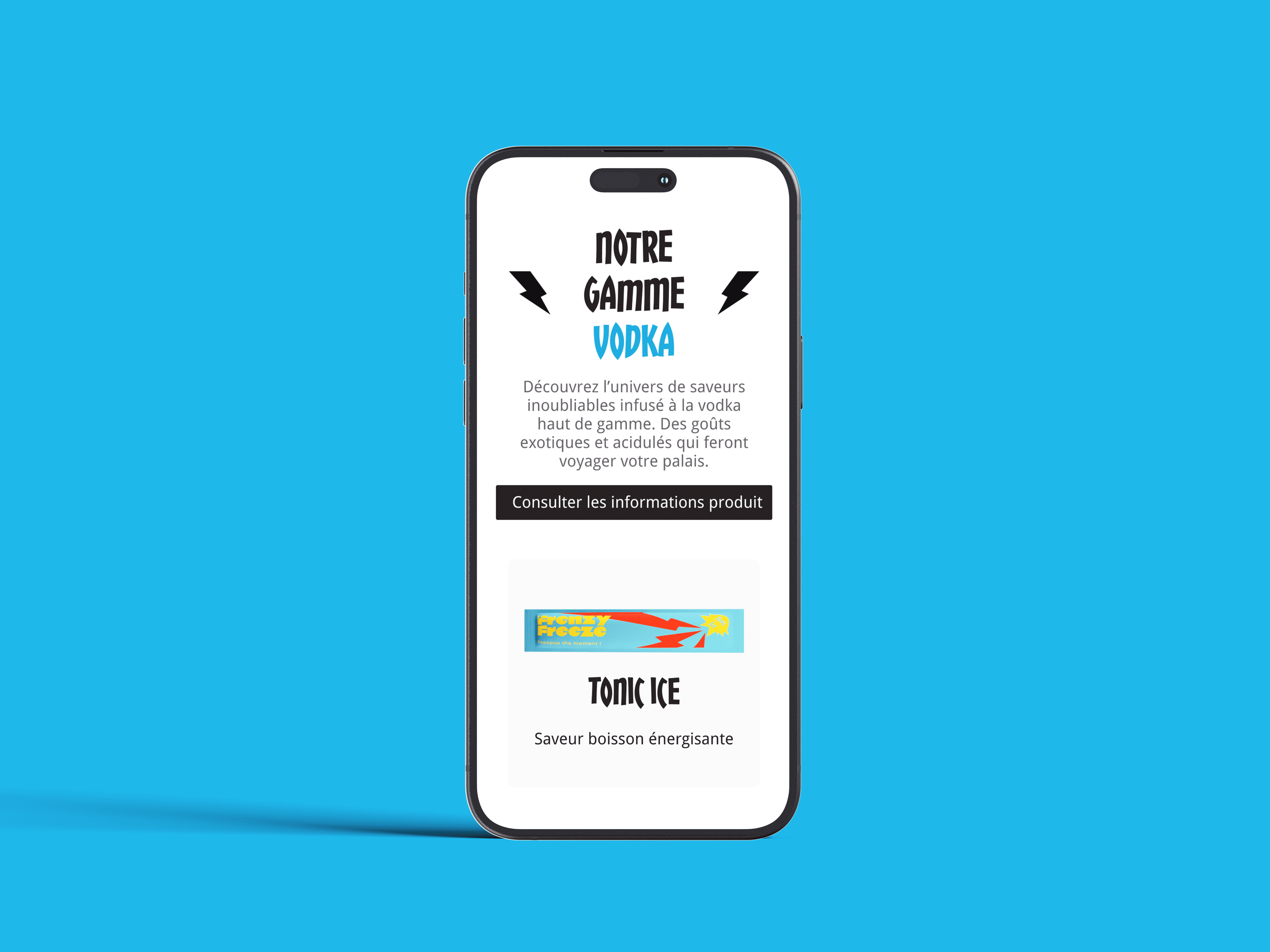 Landing page réalisé pour Frenzy Freeze