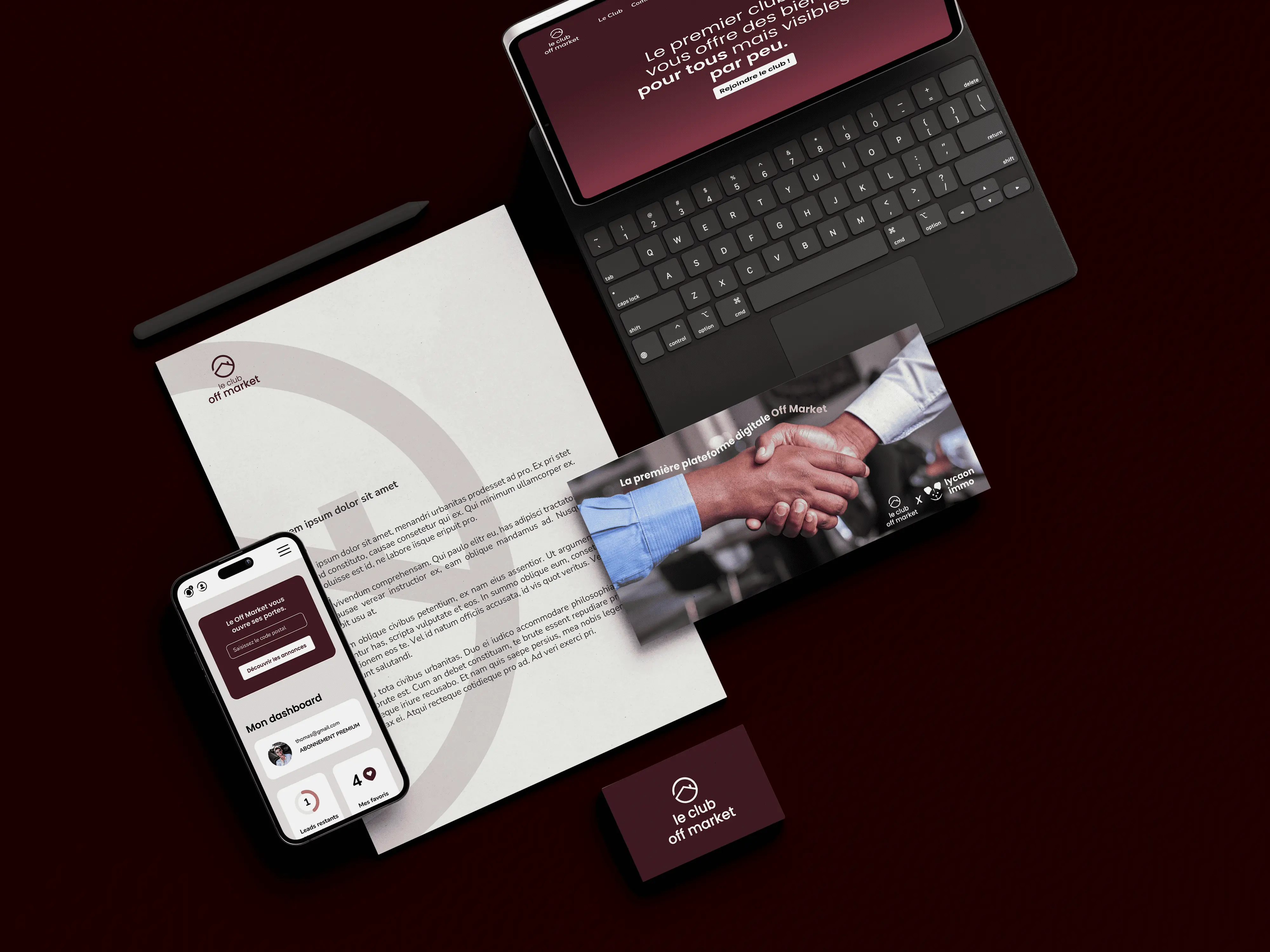 Identité visuelle réalisé pour Le Club Off Market